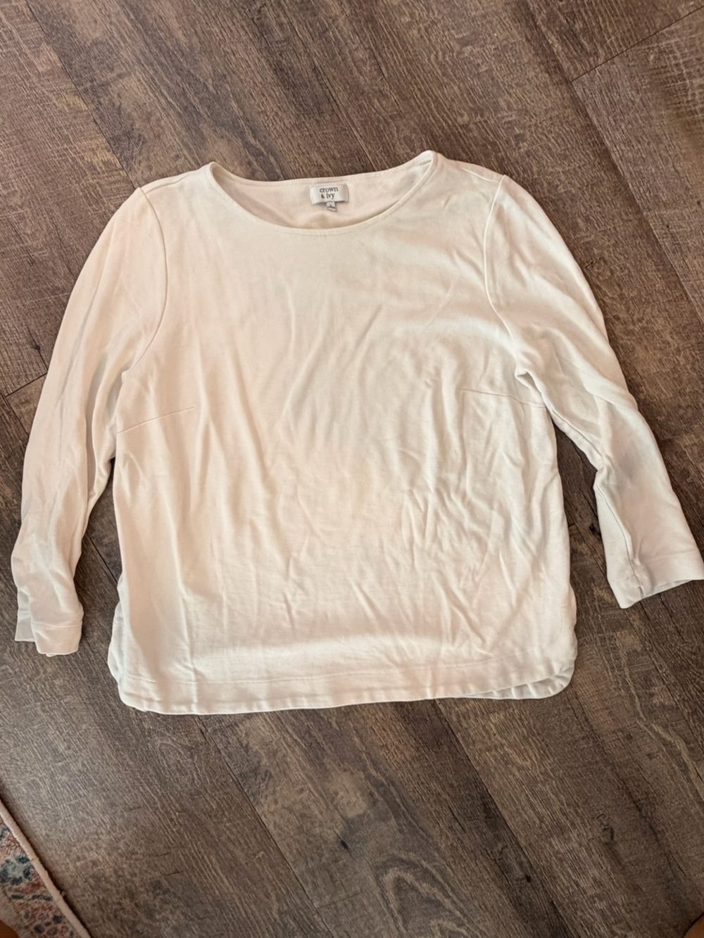 Crown & Ivy Ivory Long Sleeve Stretch Top Women’s L